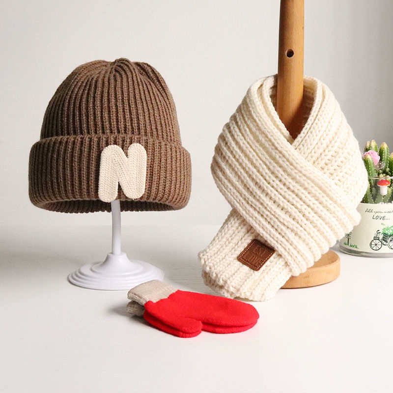 Set Mũ Len + Găng Tay + Khăn Choàng + Găng Tay Giữ Ấm Mùa Thu