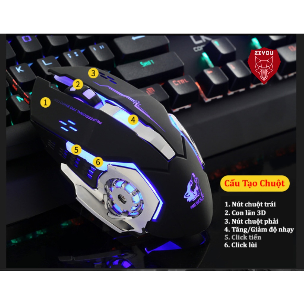 Chuột Máy Tính Có Dây Gaming ZIYOU V5 Có LED 7 Màu Rực Rỡ Dành Cho Game Thủ Tương Thích Với Máy Tính,PC,Laptop