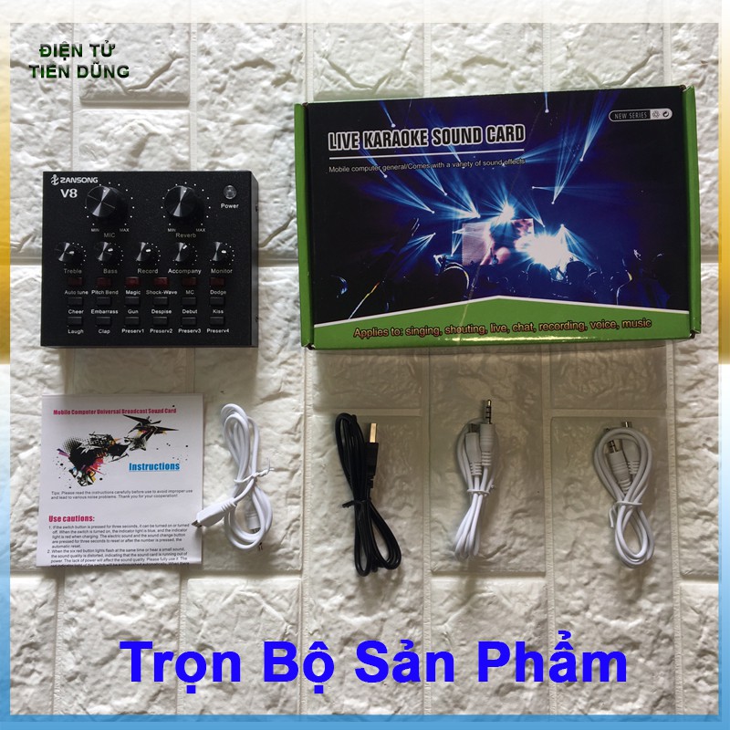 Mic thu âm AT350 Sound card v8 tiếng anh chân màng tai nghe- bộ live stream V8 có auto-tune