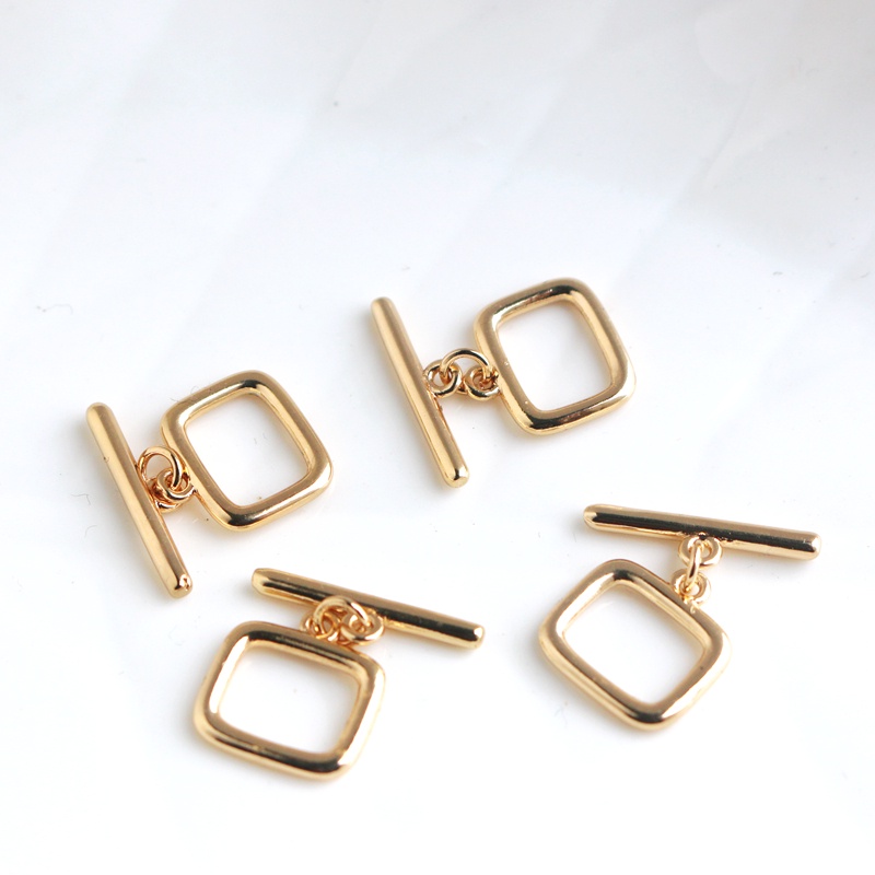Khóa Cái Răng Hình Vuông 14k Bằng Đồng Mạ Vàng Bóng diy Làm Trang Sức Thủ Công