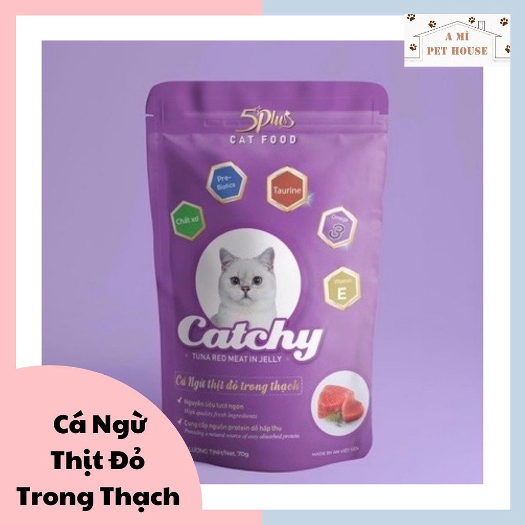 Pate 5PLUS CATCHY cho mèo gói 70g | thức ăn ướt cho mèo có 7 vị đa dạng