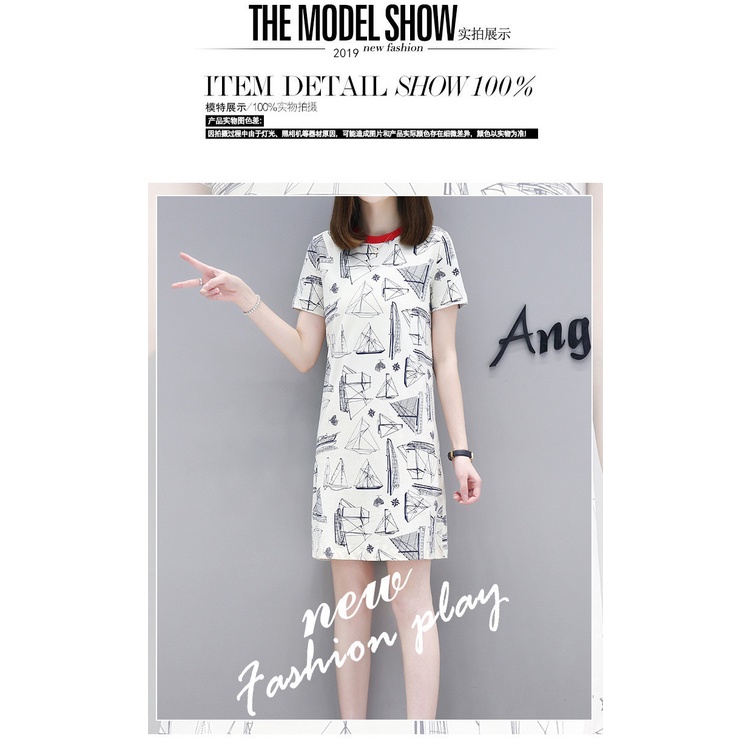 Váy Suông Tay Ngắn, Đầm Dài Họa Tiết Thuyền và Biển Thoáng Mát, Phong Cách trẻ trung năng động hè 2022 | BigBuy360 - bigbuy360.vn