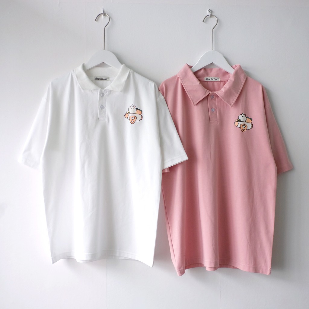 Polo áo thun có cổ tay lỡ THỎ MÁY BAY form rộng ulzzang thu đông freesize UNISEX