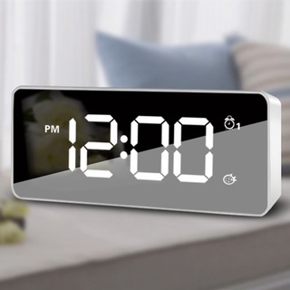 Mirror Led Charging Digital Alarm Clock Sound Control Backlight White