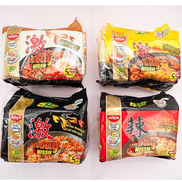 Mì Cay Hàn Quốc Nissin ( Lốc 5 gói ) mì gà cay, phô mai, trứng muối, súp cay.