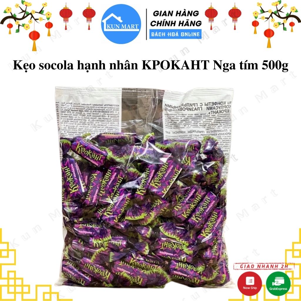 Kẹo socola 💖 Kẹo socola hạnh nhân KPOKAHT Nga tím thơm ngon 500g
