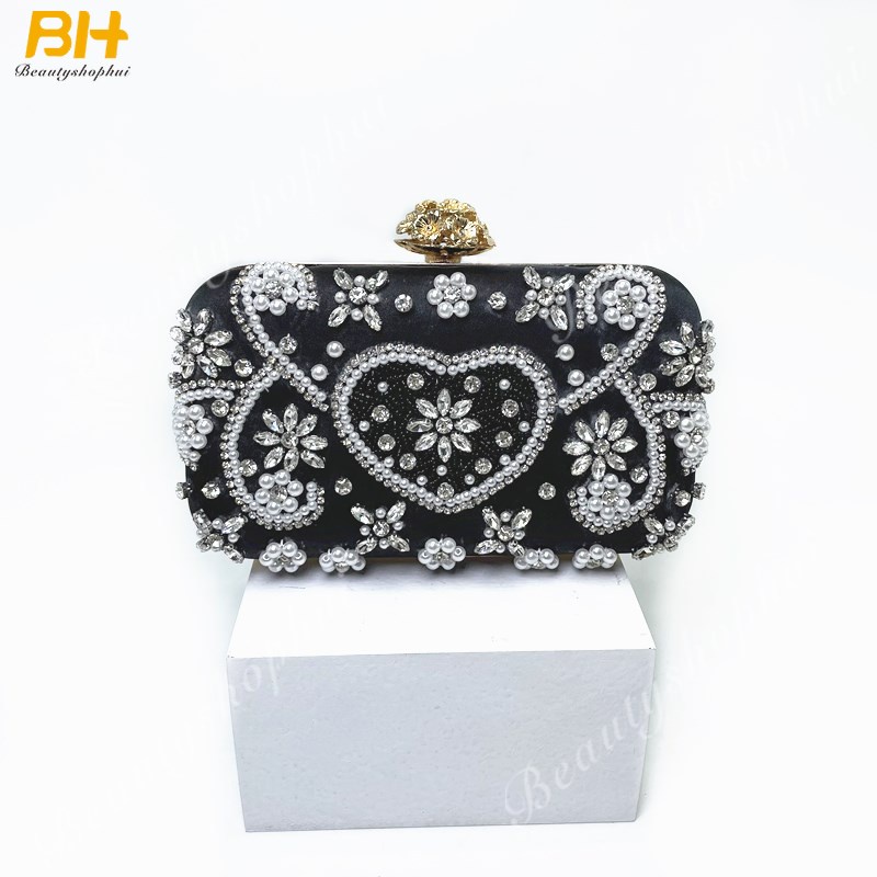 Ví Cầm Tay Đính Hạt Kim Cương Giả Thời Trang Nữ Dự Tiệc 2022