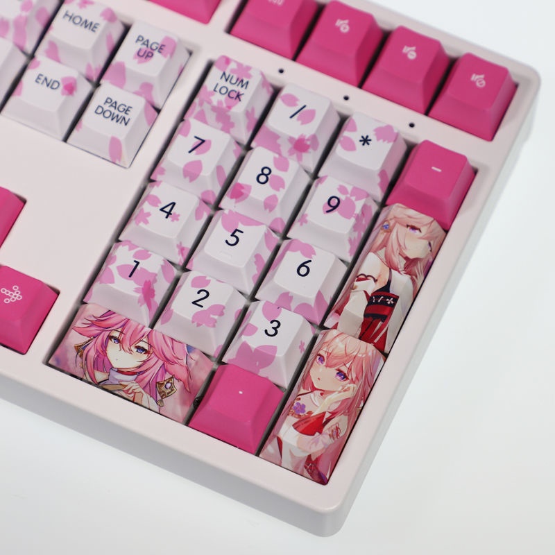 Genshin Impact keycap Cherry Hồ sơ Miss Fox chủ đề anime PBT Dye thăng hoa bàn phím cơ học keycap 108 phím
