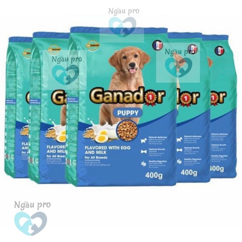 Thức ăn hạt Chó con GANADOR PUPPY vị trứng và sữa gói 400g, Đồ ăn cho chó nhỏ giàu dưỡng chất ngaupet