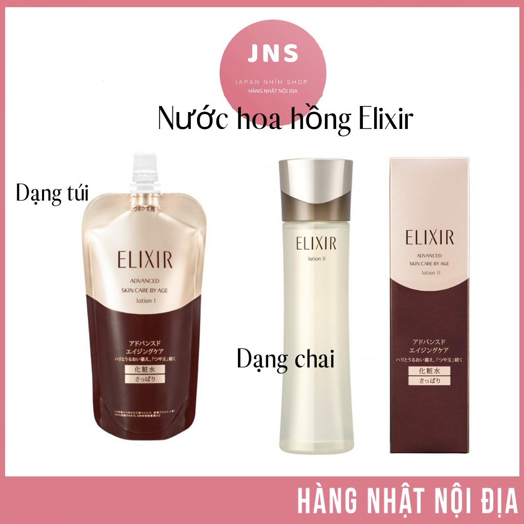 Nước hoa hồng ELIXIR Advanced Skin Care By Age Lotion dạng túi 150ml và dạng chai 170ml