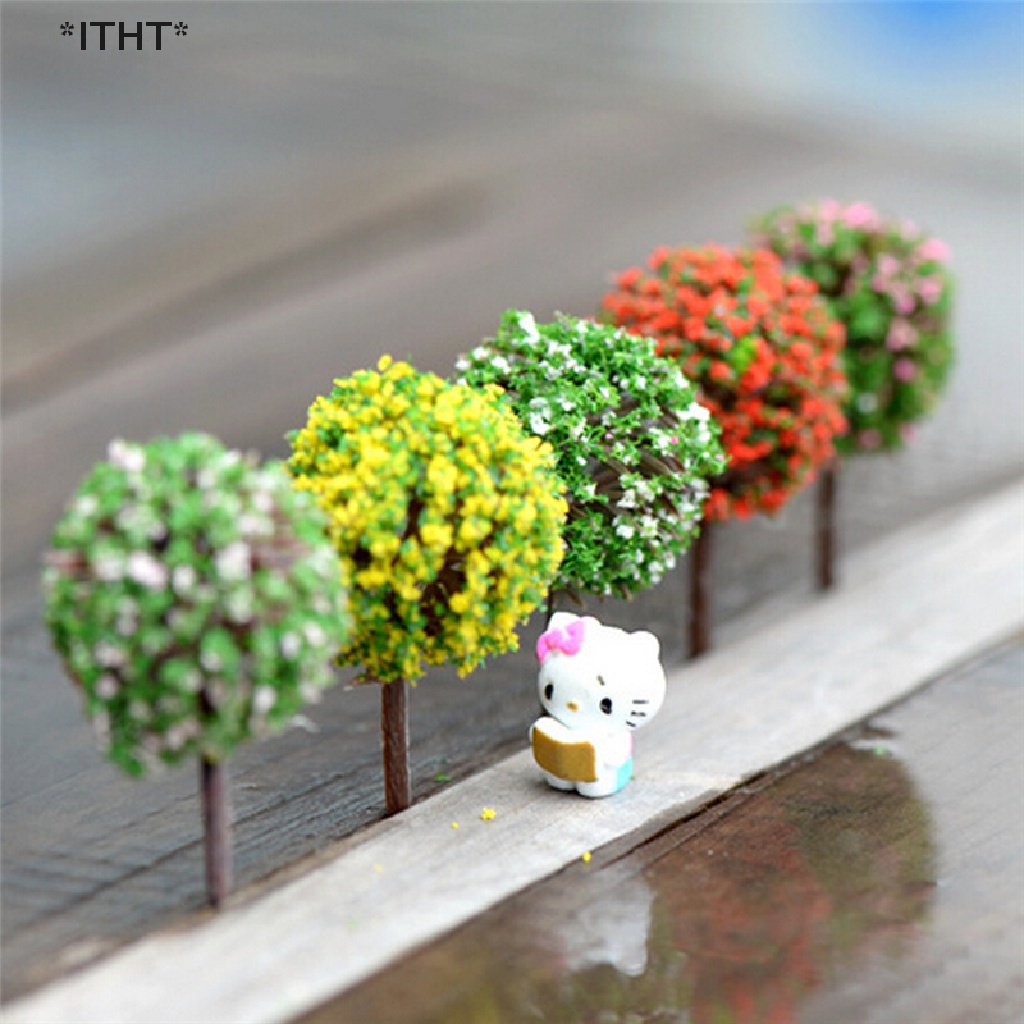 Bộ 5 Cây Hoa / Cây Giả Nhiều Màu Trang Trí Tiểu Cảnh