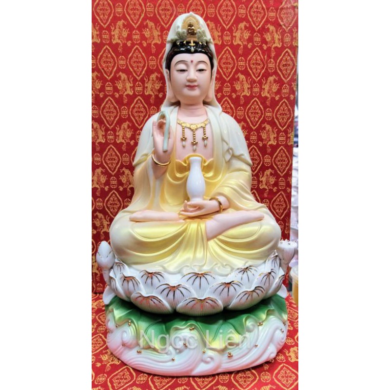 Tượng thờ Phật Quan Âm sứ Đức Hoá vàng đủ size