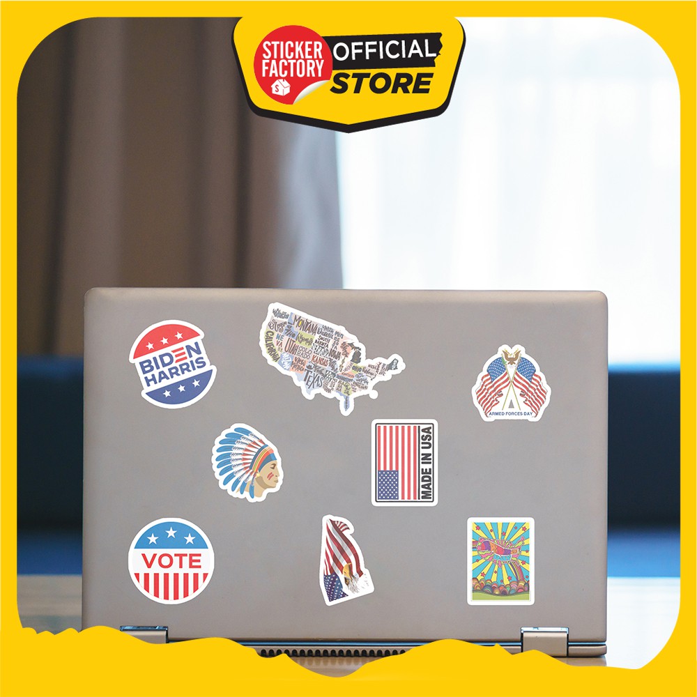 Hộp set 30 sticker decal hình dán nón bảo hiểm , laptop, xe máy, ô tô STICKER FACTORY - USA