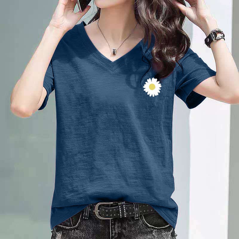 Áo Thun Nữ Tay Lỡ Cổ Chữ V Thời Trang Hàn Quốc