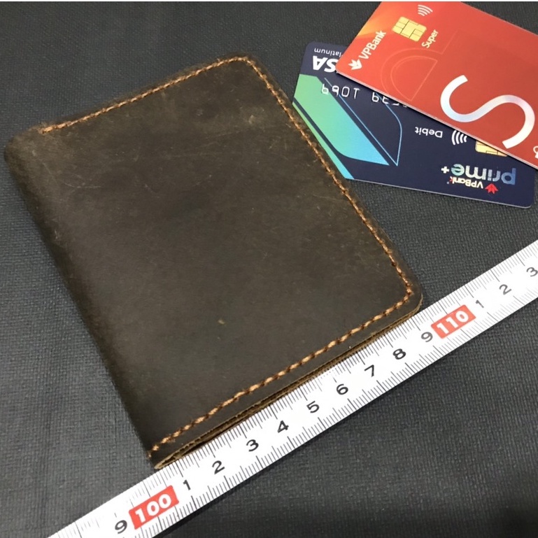 Ví nam da bò sáp ngựa điên Handmade, bóp nam da bò thật 100% khâu tay thủ công BH 1 năm - Bụi Store