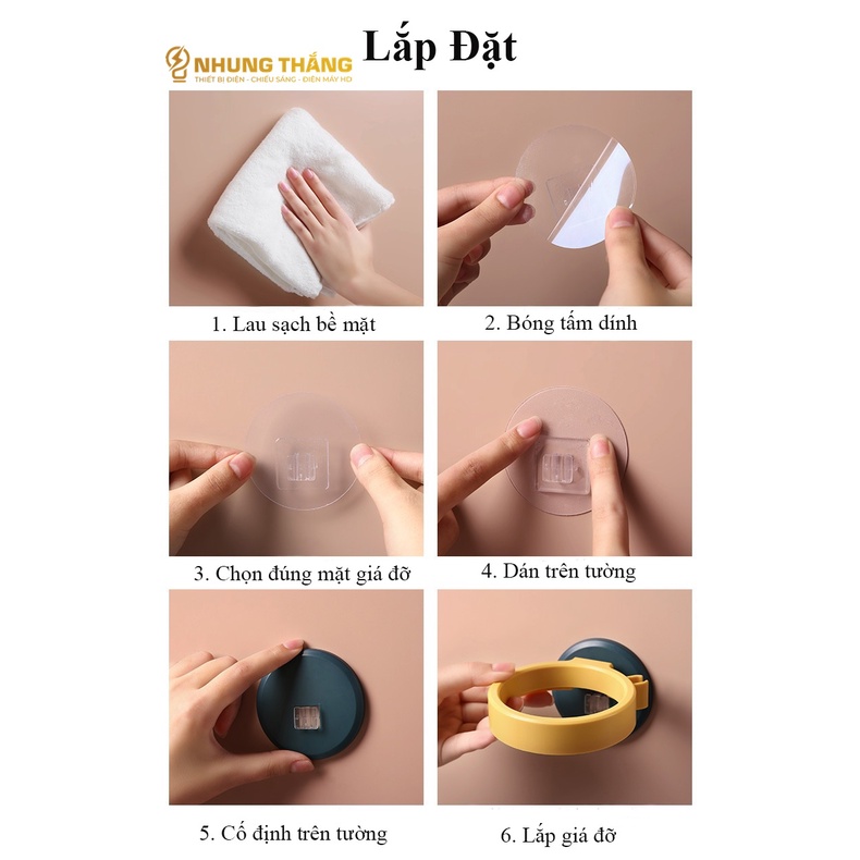 Giá Treo Máy Sấy Tóc Dán Tường, Kệ để Máy Sấy Tóc Dán Tường, Miếng Dán Siêu Dính - Không Cần Khoan Tường - Màu Random