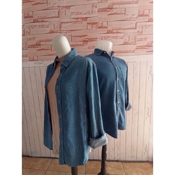 (PRELOVED) Áo Sơ Mi DENIM Jins JEANS Cho Cặp Đôi