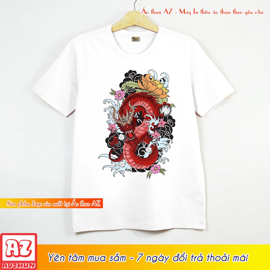 Áo thun in hình Rồng đỏ 3D phong cách Nhật Bản - Form Rộng BIGSIZE F615