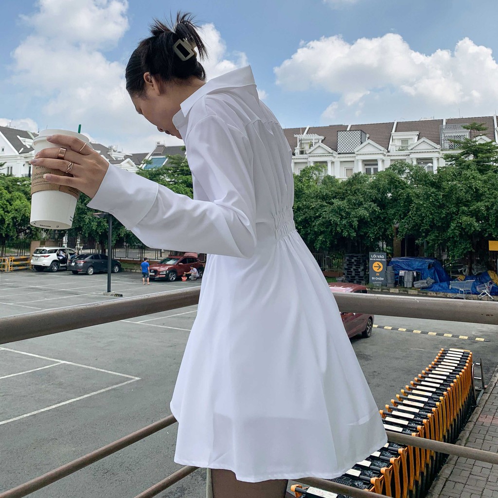 Set váy sơ mi AWTUMN SHIRT DRESS màu trắng | BigBuy360 - bigbuy360.vn