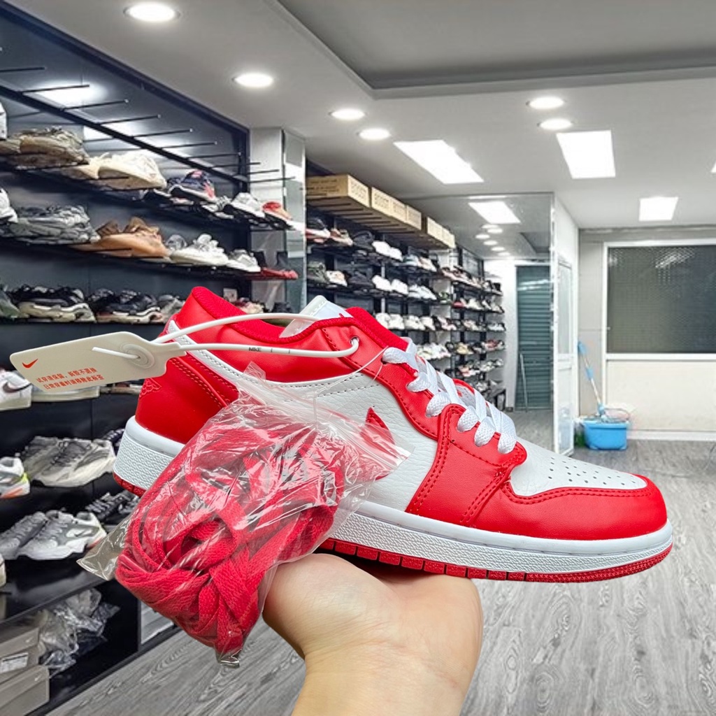 Giày thể thao Sneaker nam nữ Jordan 1 Low trắng đỏ cực hot, JD 1 Cổ Thấp Full BOX+BILL