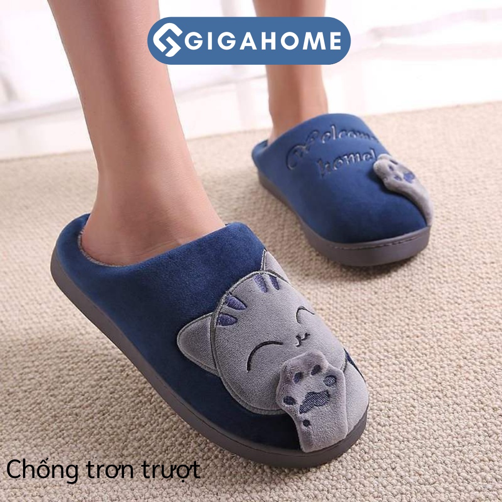 Dép Bông Bít Mũi Nam Nữ Đi Trong Nhà GIGAHOME Quai Hình Mèo Cute 7779