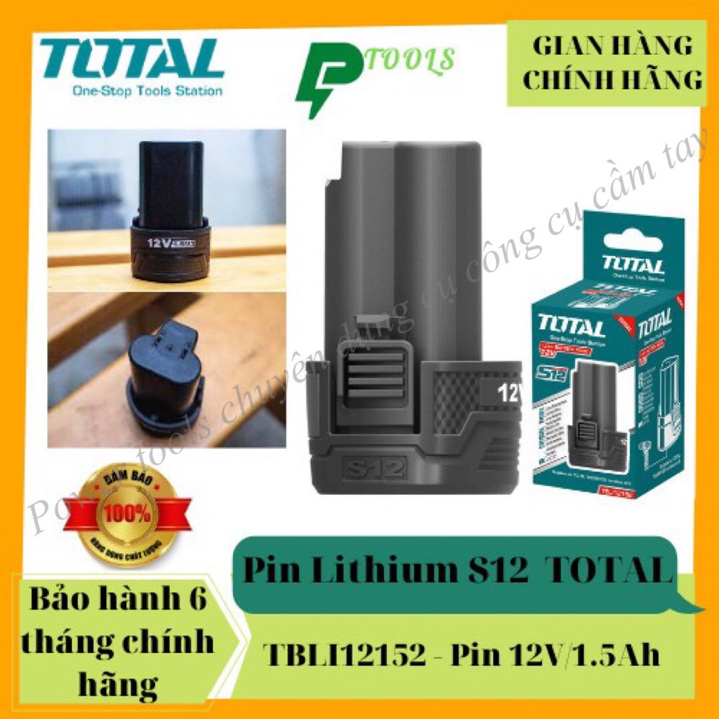 Pin Lithium-Ion TOTAL 12V/1.5Ah TOTAL TBLI12152 , dùng được tất cả dòng pin tròn S12 TOTAL INGCO < HÀNG CHÍNH HÃNG >