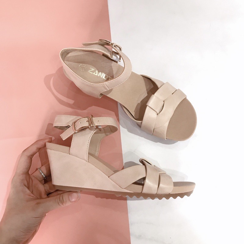 Sandal xuồng đế đúp 7cm quai đan siêu xinh (ảnh thật và video tự quay