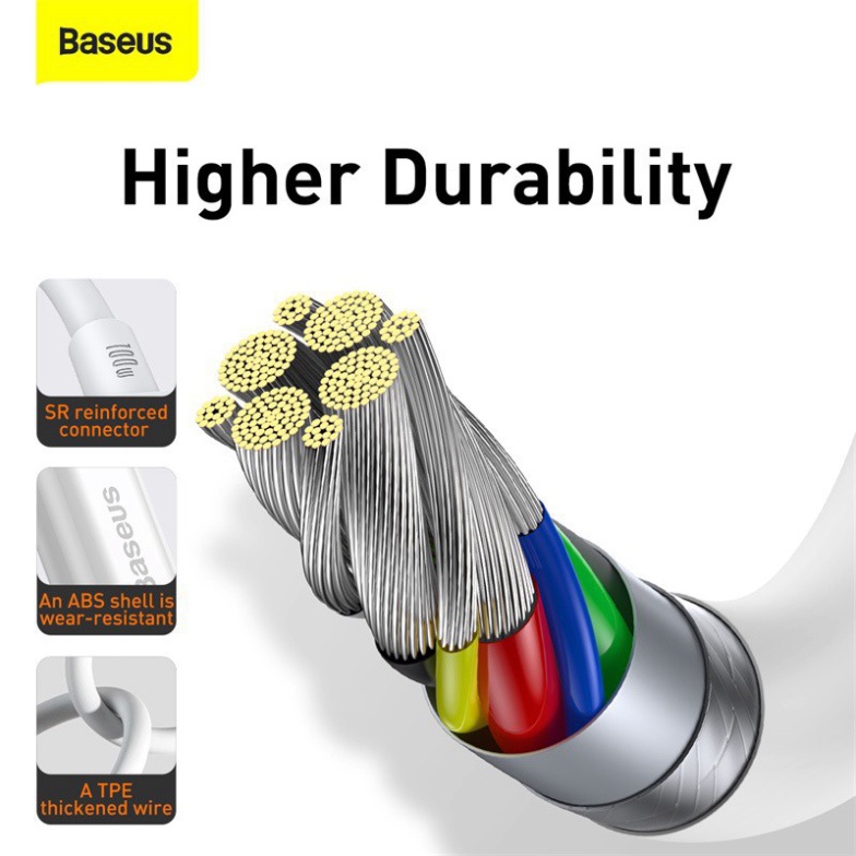 Cáp Sạc Nhanh Baseus Chuẩn 4.0 USB C Sang USB Type C 100W Cho MacBook Pro iPad Samsung Xiaomi mi 10