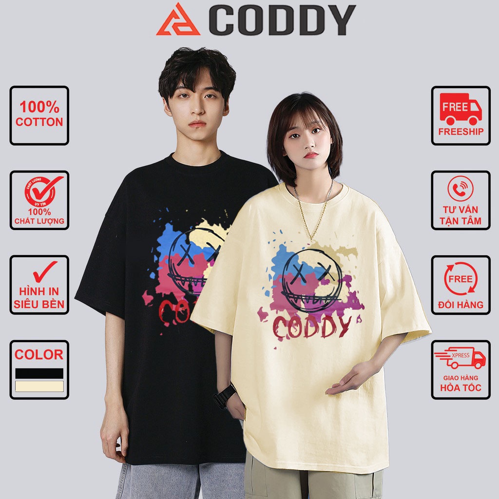 Áo thun tay lỡ nam nữ CODDY, áo phông unisex form rộng Oversize chất cotton sịn co dãn 4 chiều thấm hút tốt -  ATL01