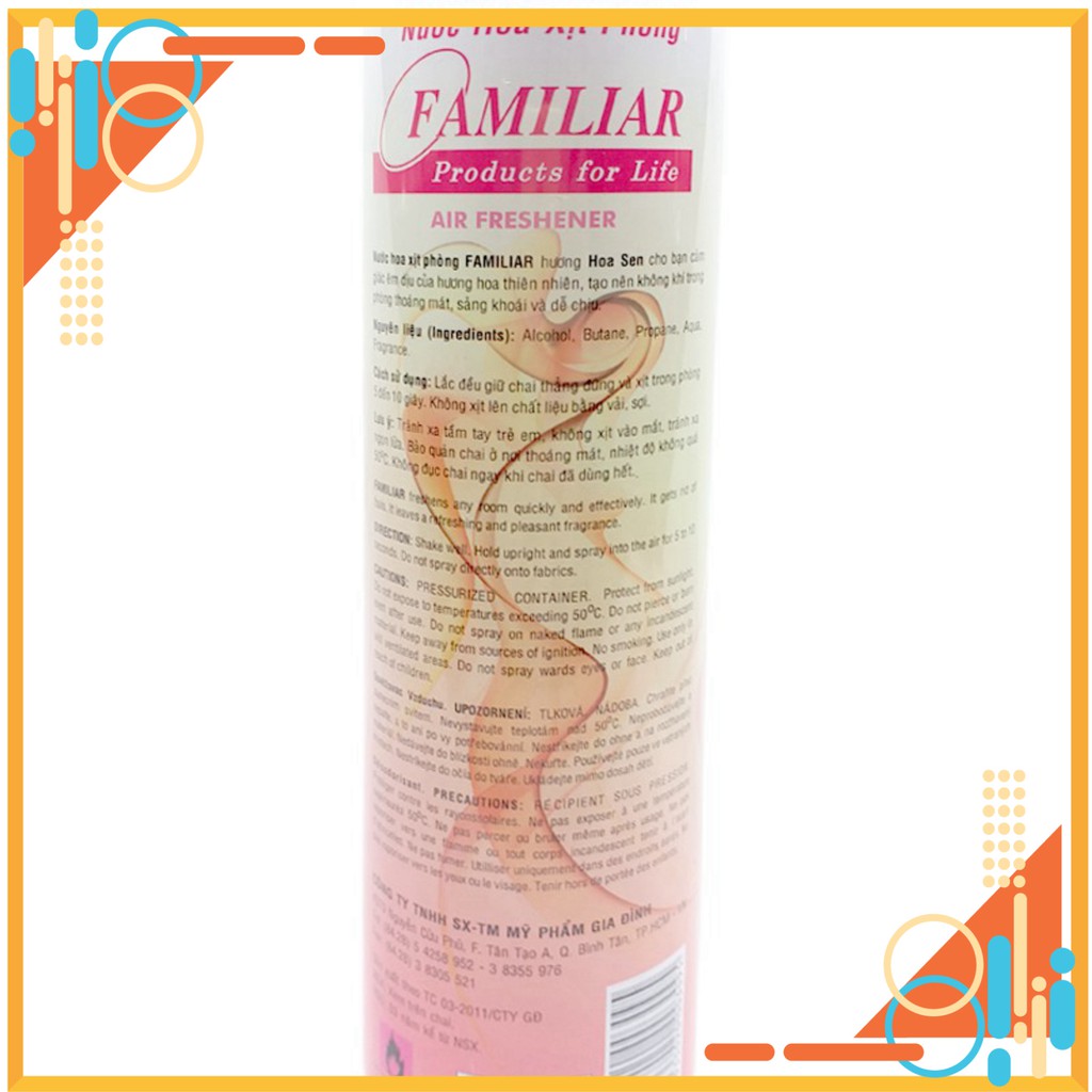 Nước hoa xịt phòng Familiar hương hoa sen/hoa lan chai 300ml