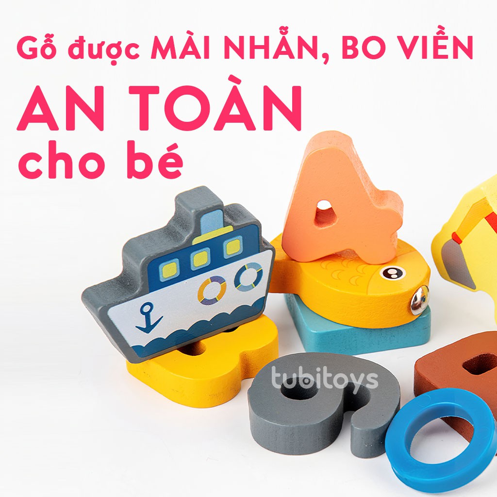 Bộ đồ chơi thông minh cho bé Tubitoys 6 in 1 xếp hình câu cá học chữ số cao cấp