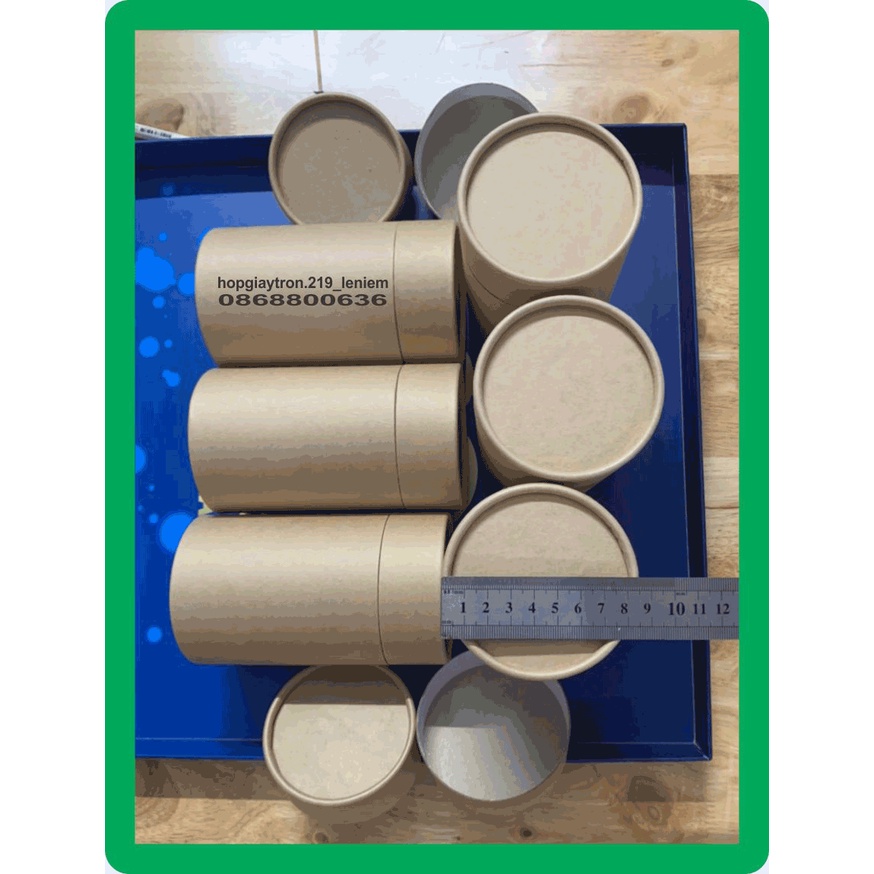 Hộp giấy tròn kraft đựng trà 90 x 160mm, bán hộp giấy tròn kraft tphcm số lượng ít theo yêu cầu có sẵn H90160