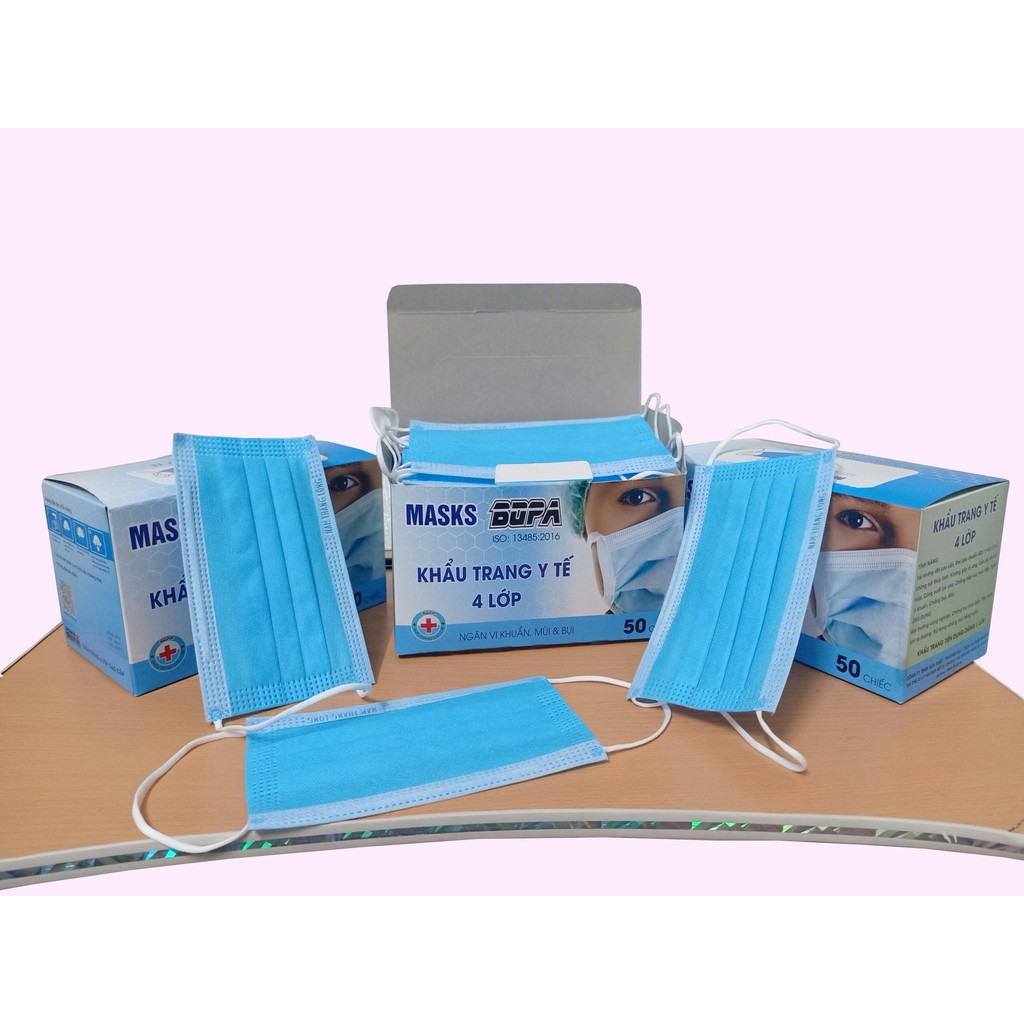 Khẩu Trang Y Tế MASKS BOPA  Cao Cấp Loại 4 Lớp - hộp 50 cái chuẩn công ty