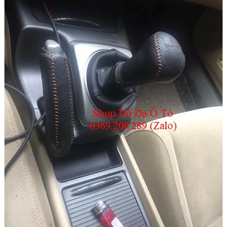 [Honda Civic] Bao da bọc cần số + phanh tay xe Civic số sàn bằng da bò, hàng việt chất lượng