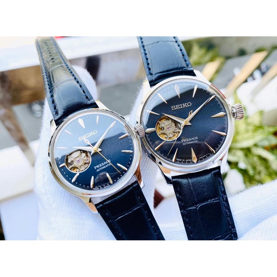 Đồng hồ cặp đôi nam nữ Seiko Automatic Presage Cocktail Time Stinger SSA405J1 & SSA875J1