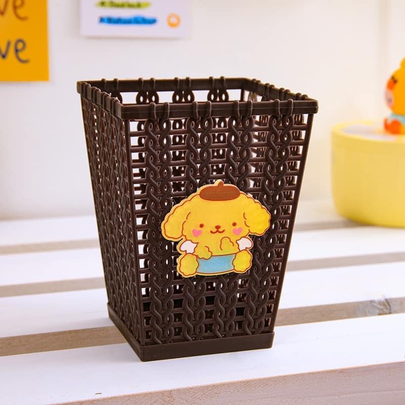 Ống cắm bút ,dụng cụ học tập nhựa vuông có icon siêu dễ thương cho các bé