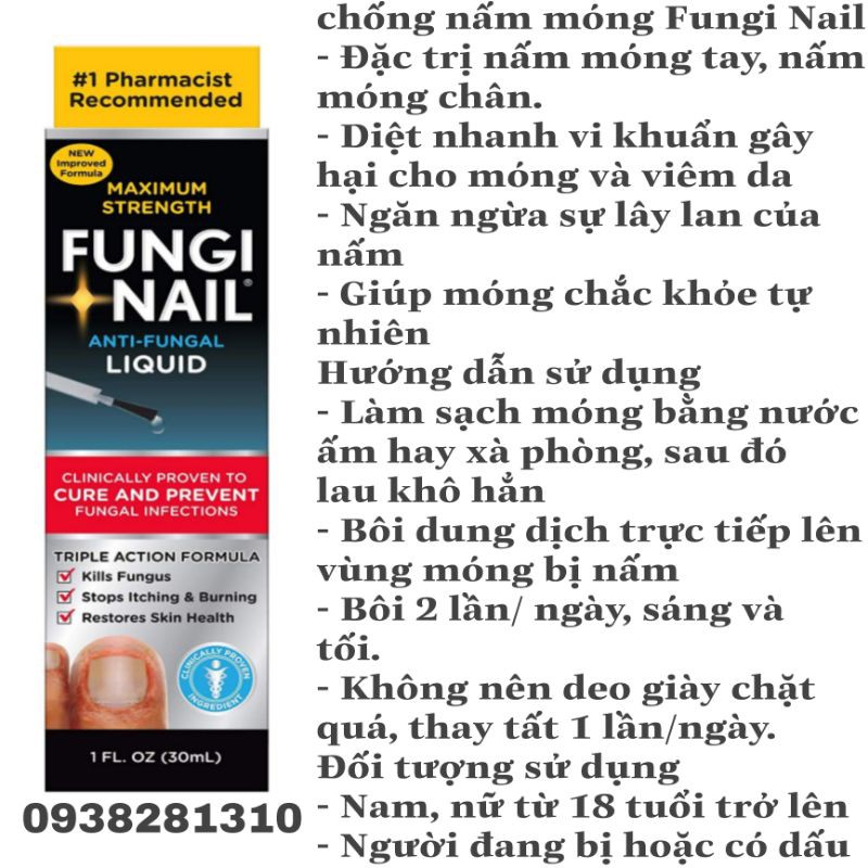 CHÍNH HÃNG]Fungi Nail dung dịch chống nấm móng tay, móng chân 30ml