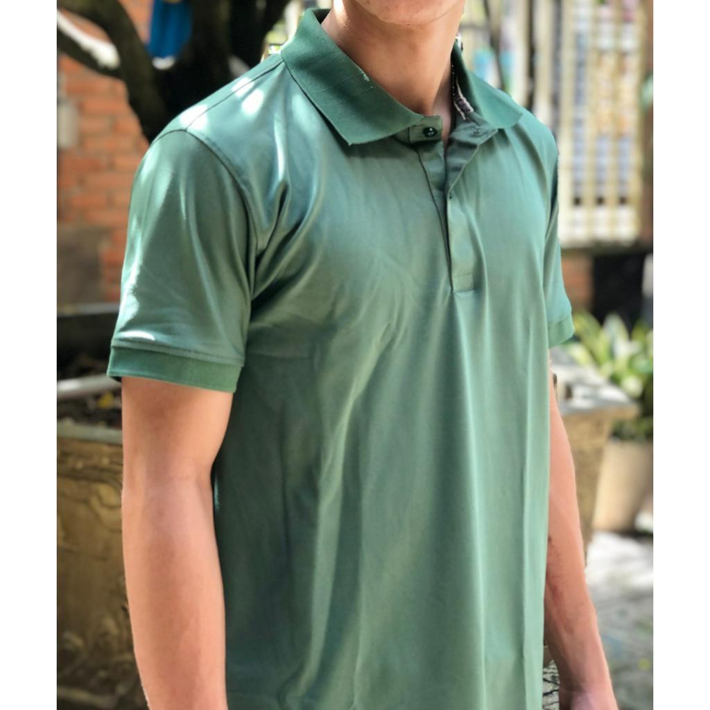 Áo Polo Nam Xanh Rêu , Áo Thun Thái Poli Cá Sấu 4 Chiều, Vải Chống Xù, Không Ra Màu khi Giặt