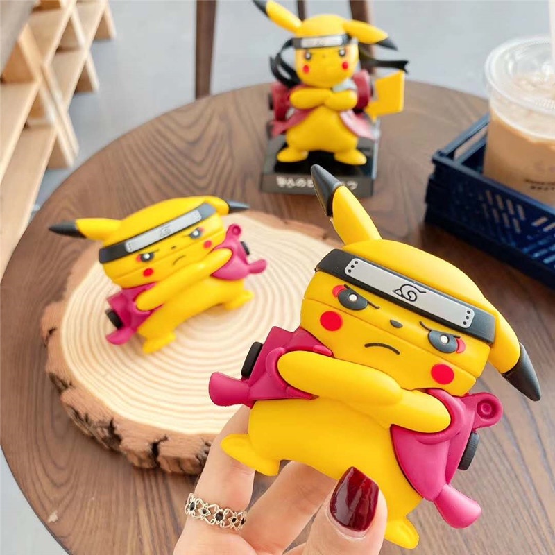 Vỏ Bảo Vệ Hộp Sạc Tai Nghe Airpods 1/2 Pro Bằng Silicon TPU Họa Tiết Hoạt Hình Pokemon Pikachu Iron Man Naruto