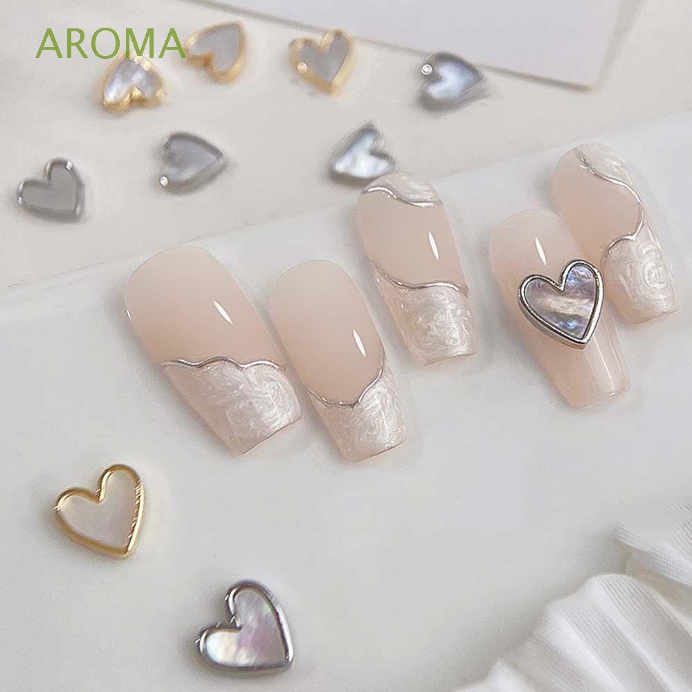 [Hàng mới về] Phụ kiện trang trí móng tay nghệ thuật hình trái tim vỏ sò 3D bằng hợp kim sáng bóng kiểu Nhật Bản