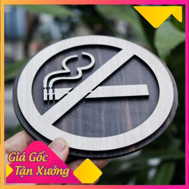 Bảng Gỗ Trang Trí Decor - Mẫu Cấm Hút Thuốc, No Smoking - Bảng Gỗ Woody