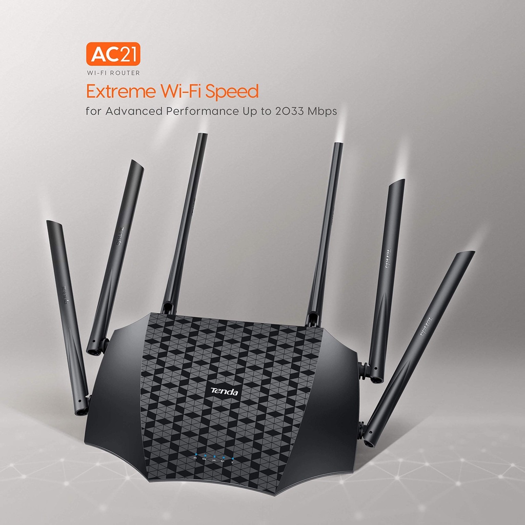 Bộ phát wifi băng tần kép AC2100 Tenda AC21, Router wifi 2 băng tần tốc độ cao 2100Mbps 4x4 MU-MIMO