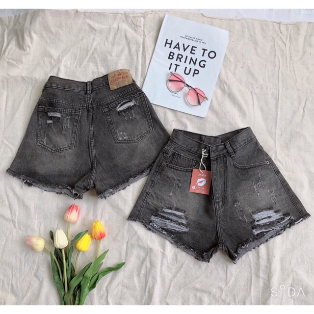 Quần short jean nữ lưng cao