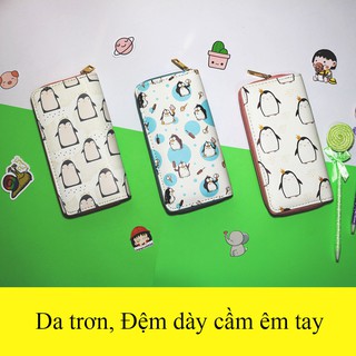 [Ảnh Thật 100%] Bóp Ví Dài Cầm Tay Nữ Hoạt Tiết Hoạt Hình Động Vật Chim Cánh Cụt Siêu Dễ Thương !