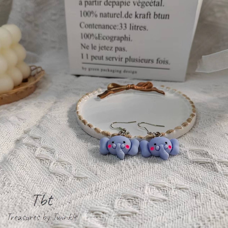 Bông tai hình động vật dễ thương hoa tai lủng lẳng hoa tai bạc gấu thỏ ếch phụ kiện thời trang （Tbt）