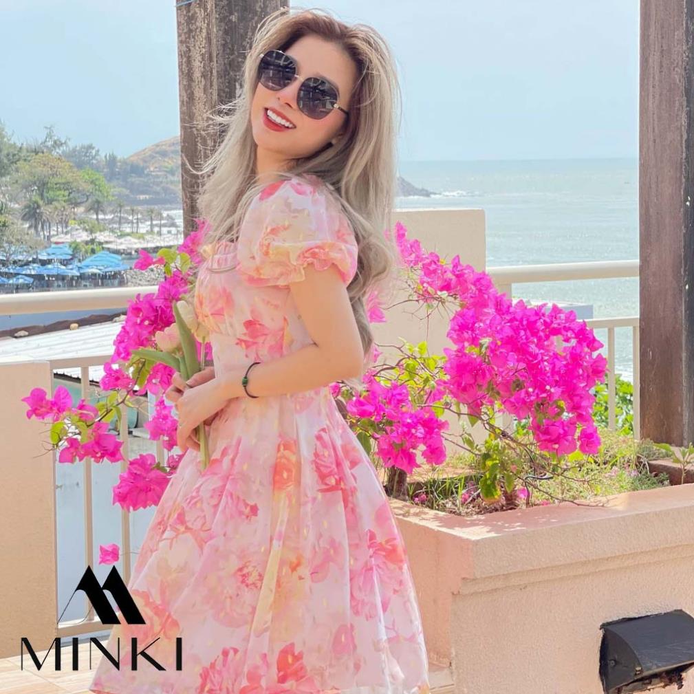 [TTTK] ĐẦM HOA HỒNG VOAN MÚT NGỰC - CHẤT LIỆU CAO CẤP - MÀU HỒNG BÁNH BÈO | BigBuy360 - bigbuy360.vn