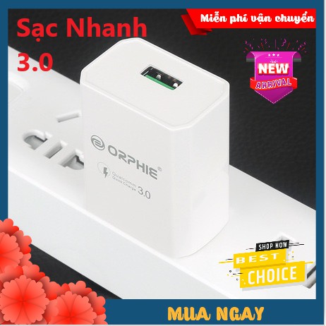 [GIÁ HỦY DIỆT] Củ Sạc Nhanh Qualcomm Quick Charge 3.0 ORPHIE OR-15068,Dùng Siêu Bền,Giá Sốc