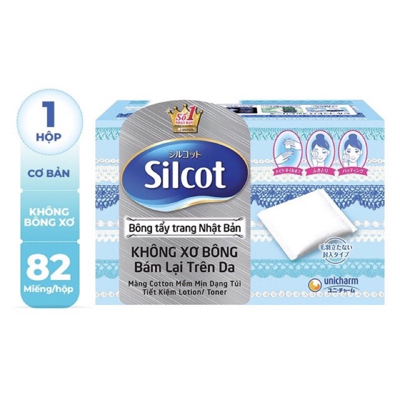 Bông tẩy trang Silcot Nhật Bản 82 miếng/hộp