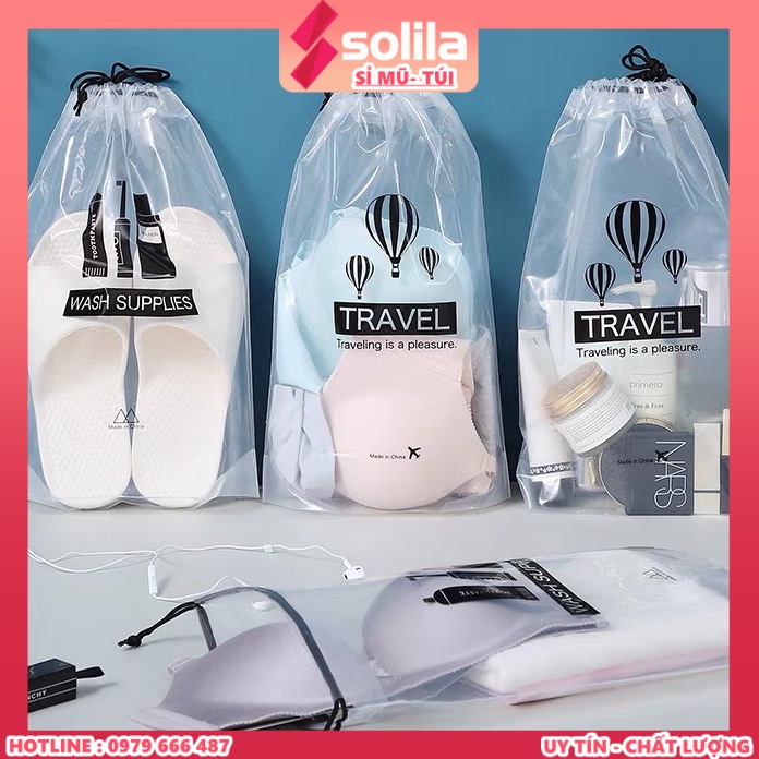 Túi dây rút đựng giày, quần áo trong suốt chống nước size lớn 24*36cm