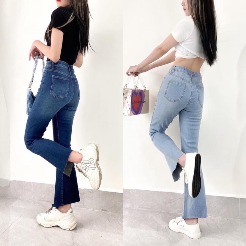 Quần Jeans Loe Lai Cắt Kiểu Xéo Hot Trend 2022 Xuất Xịn - Quần Bò Ống Loe